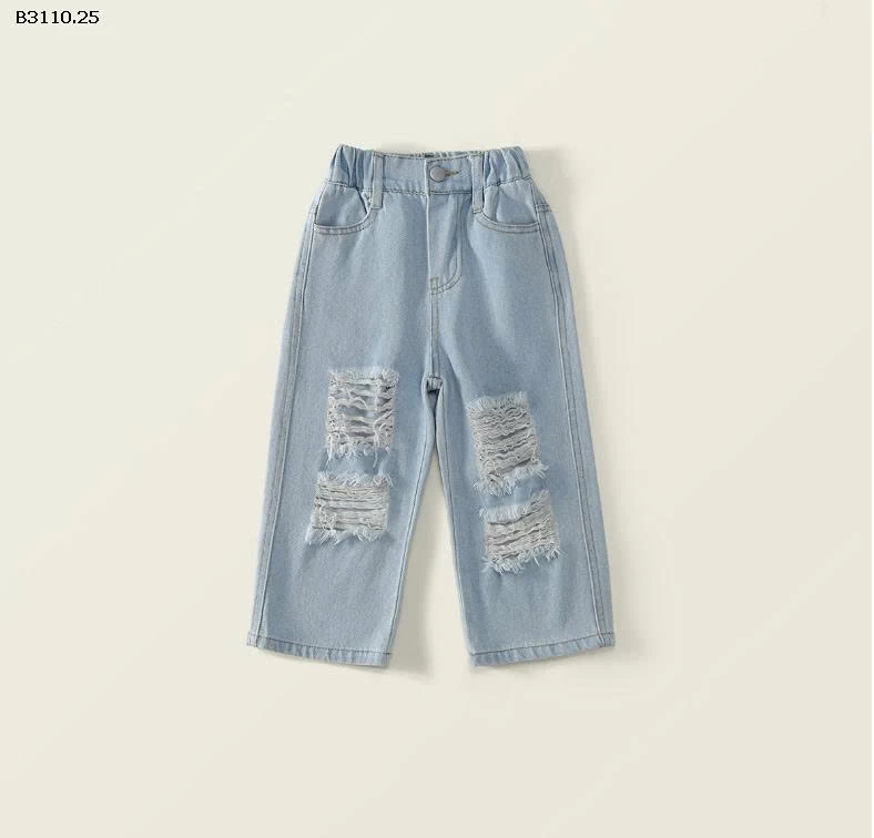 QUẦN JEAN SUÔNG PHỐI RÁCH CHO BÉ GÁI NHÀ  PREMIUN -Giá sỉ 125k