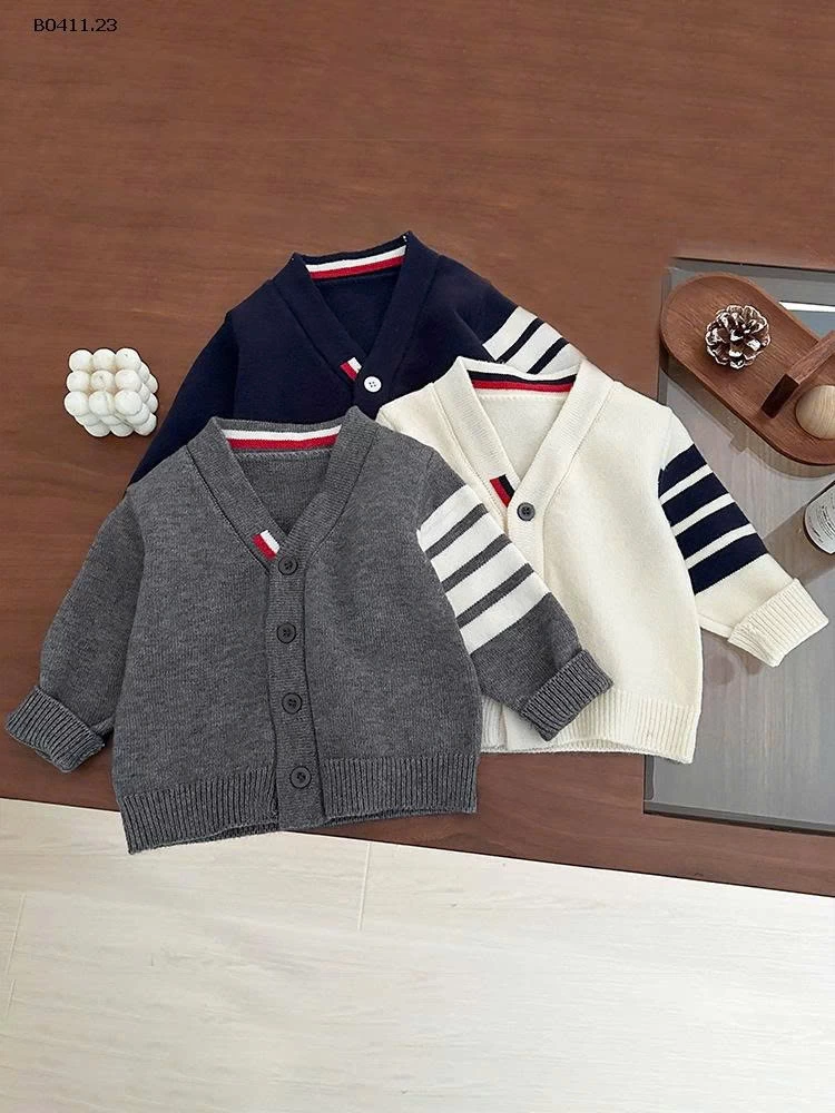 CARDIGAN LEN KẺ TAY SZ NHÍ-Giá sỉ 157k