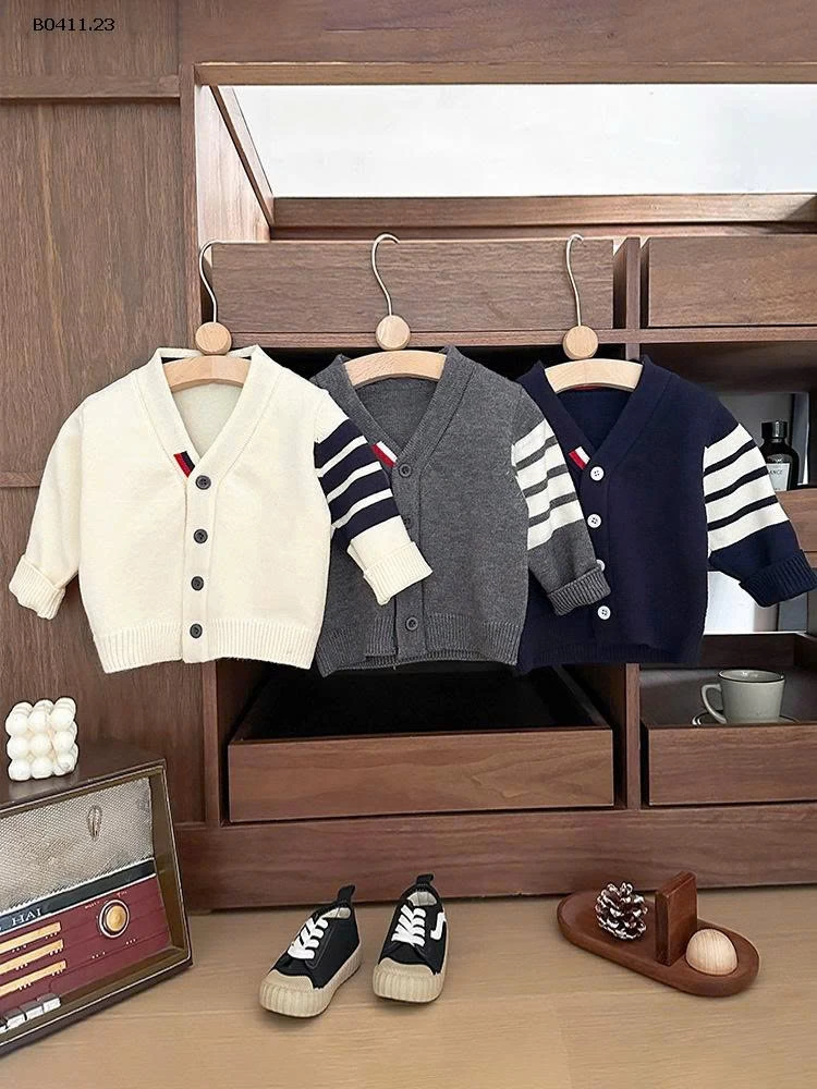 CARDIGAN LEN KẺ TAY SZ NHÍ-Giá sỉ 157k