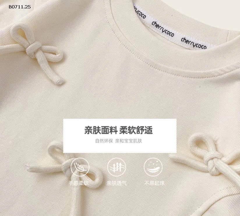 ÁO THUN NƠ DÀI TAY PHỐI BÈO REN -Giá sỉ 145k