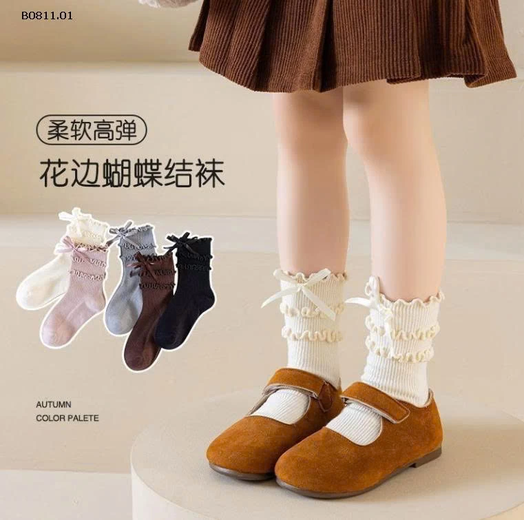 SÉT 5Đ TẤT VIỀN BÈO KITTY-Giá sỉ 47k/set 5 đoi mix màu 