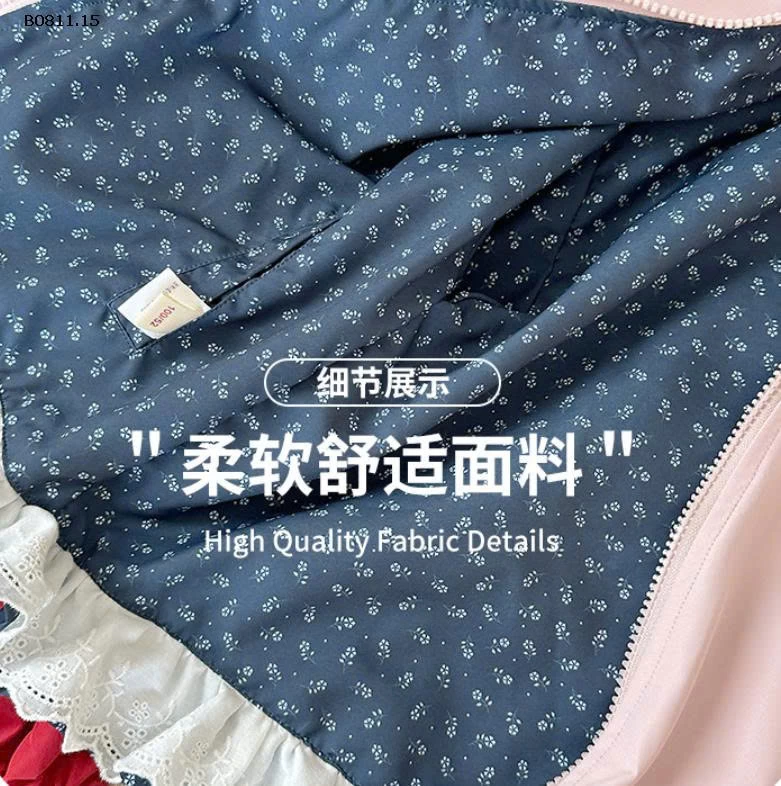 ÁO KHOÁC MŨ 2 MẶT LABUBU CHO BÉ GÁI - sỉ 222k