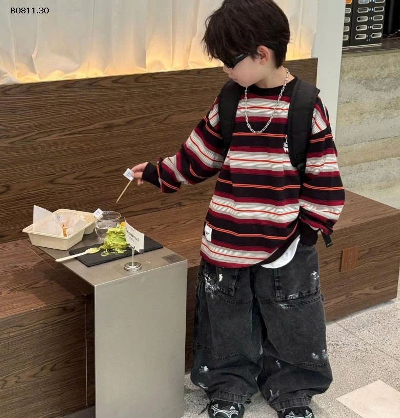 ÁO THUN KẺ PHỐI MÀU TARÁU BT    - sỉ 200k