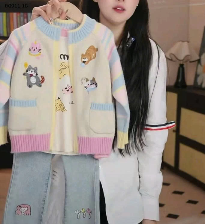 ÁO KHOÁC LEN THÊU HÌNH MÈO - sỉ 149k