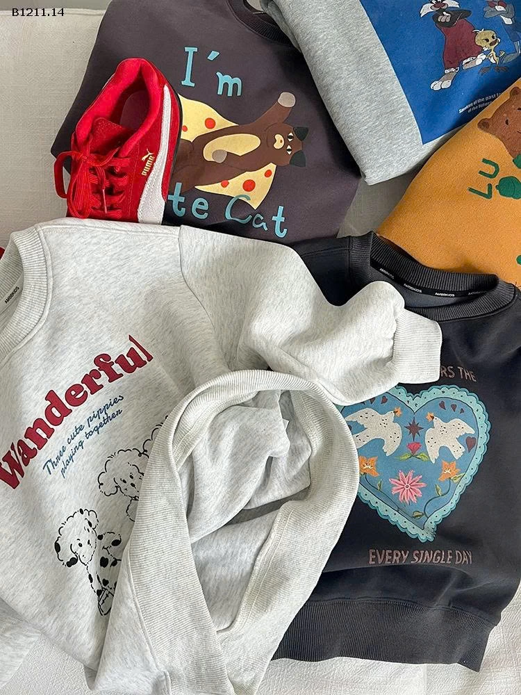  ÁO NỈ CHỮ AMBB KIDS - Giá sỉ 90-150: 150k      160: 165k      170: 175k