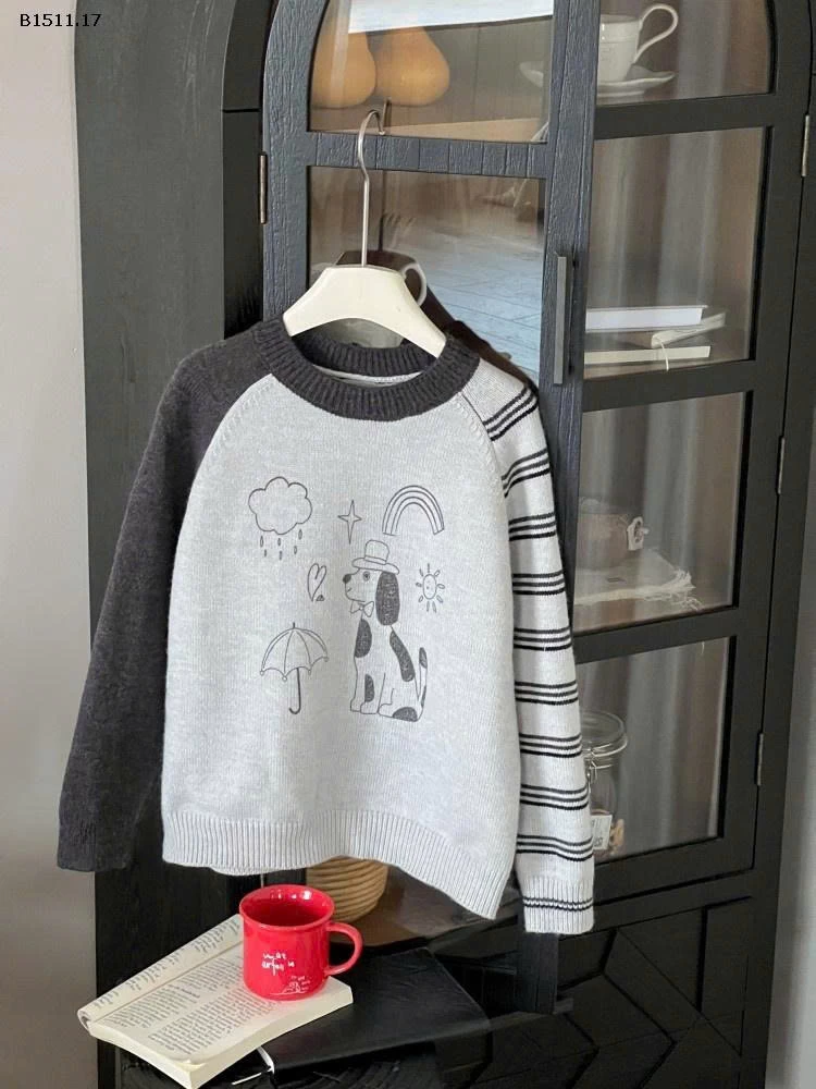 Áo len raglan hình chó con dễ thương Elmo Baby dành cho trẻ em-Giá sỉ size 90-150 : 185k sz 160 : 199k