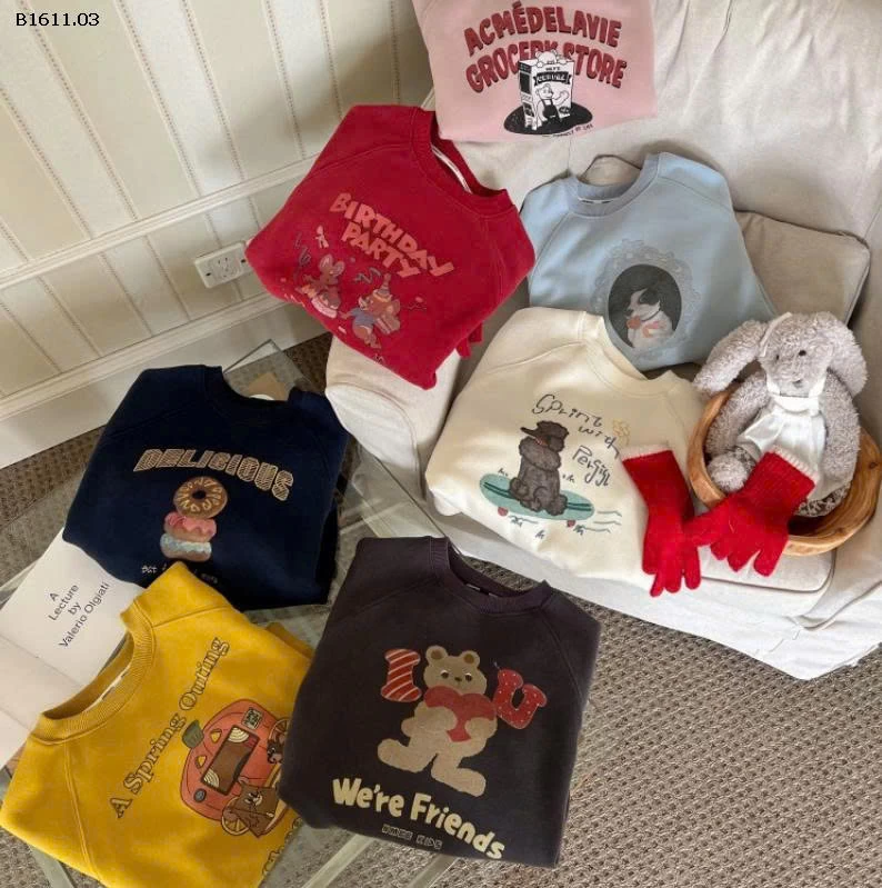 Áo nỉ hoạt hình thời trang  nhà Elmo Baby Kids  AMBB -Giá sỉ size 90-150 : 165k sz 160 : 180k sz 170 : 196k