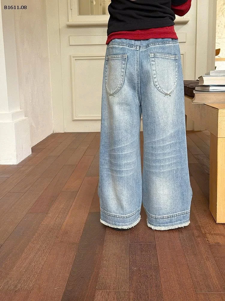 Quần jeans rách vá viền tua rua nhà Elmo Baby Kids  AMBB -Giá sỉ size 90-150 : 236k sz 160 : 256k sz 170 : 280k