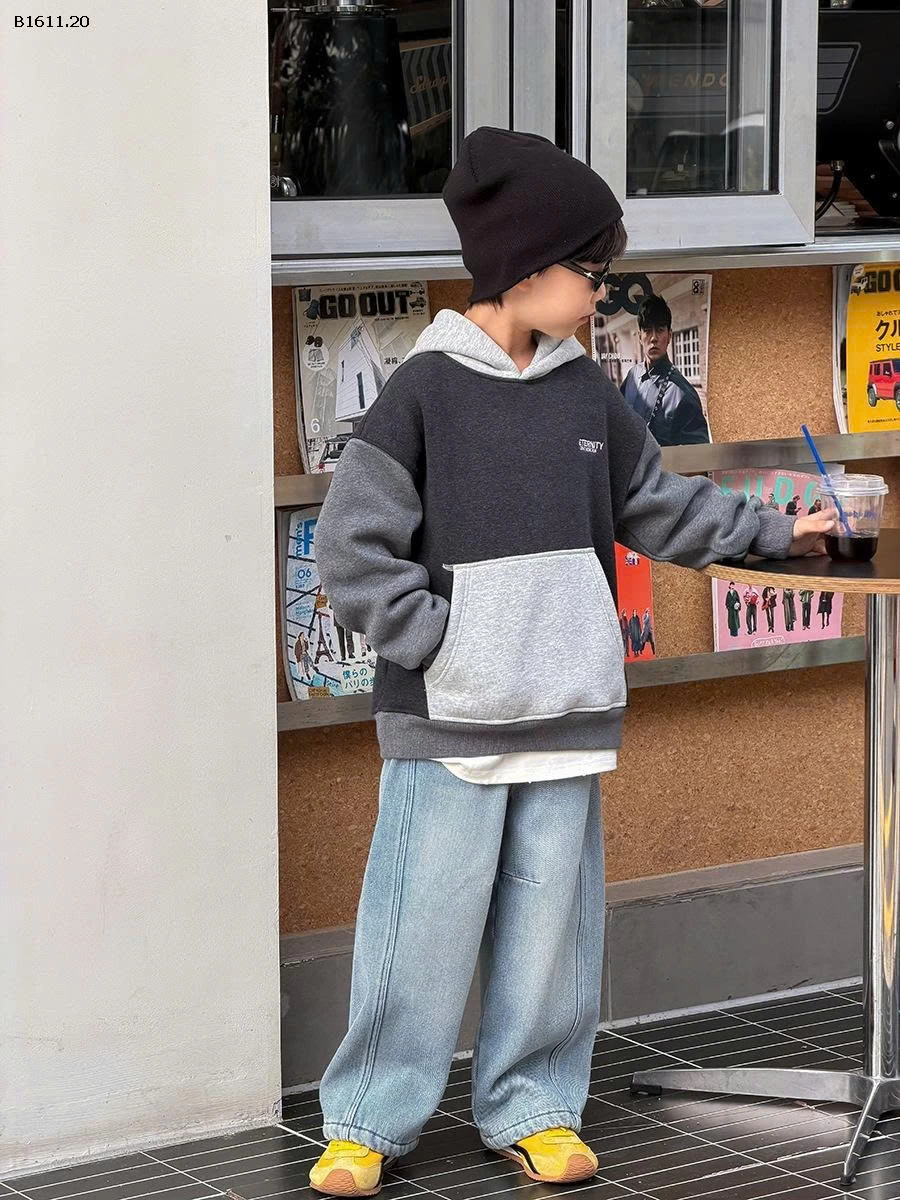 Áo thu đông hoodie mẫu mới nhất 2025 cho bé trai nhà AMBB -Giá sỉ sz 90-150: 248k sz 160 : 273k sz 170 : 298k