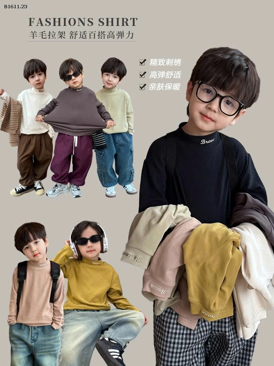 Áo sơ mi lót trong bằng len chất liệu cotton loại A  cho bé  nhà AMBB -Giá sỉ sz 90-150: 100k sz 160 : 113k sz 170 : 128k