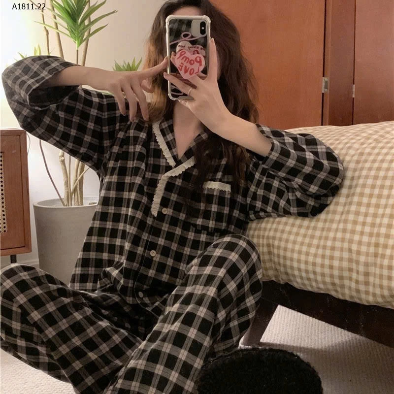 Bộ mặc nhà kẻ phối ren- sỉ 155k