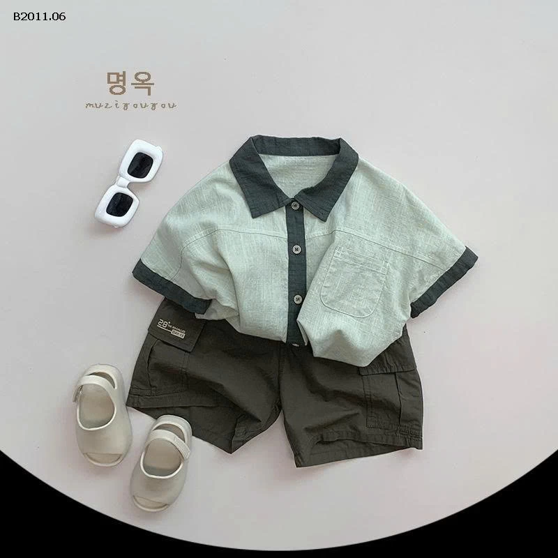 QUẦN SHORT TÚI HỘP IN CHỮ MUZIYOUYOU-Giá sỉ 143k