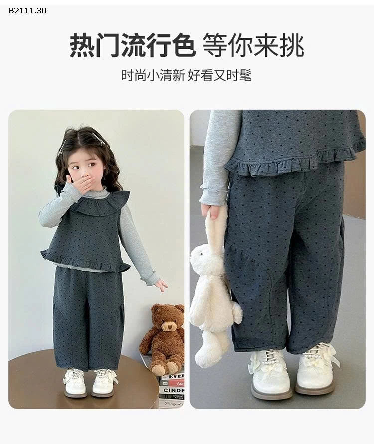 Bộ đồ denim 3 chi tiết mùa xuân cho bé gái- giá sỉ  mẫu xám giá 265k mẫu xanh denim  giá 282k