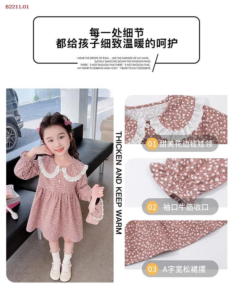 Váy chấm bi hoạt tiết mùa xuân cho bé gái- giá sỉ 165k