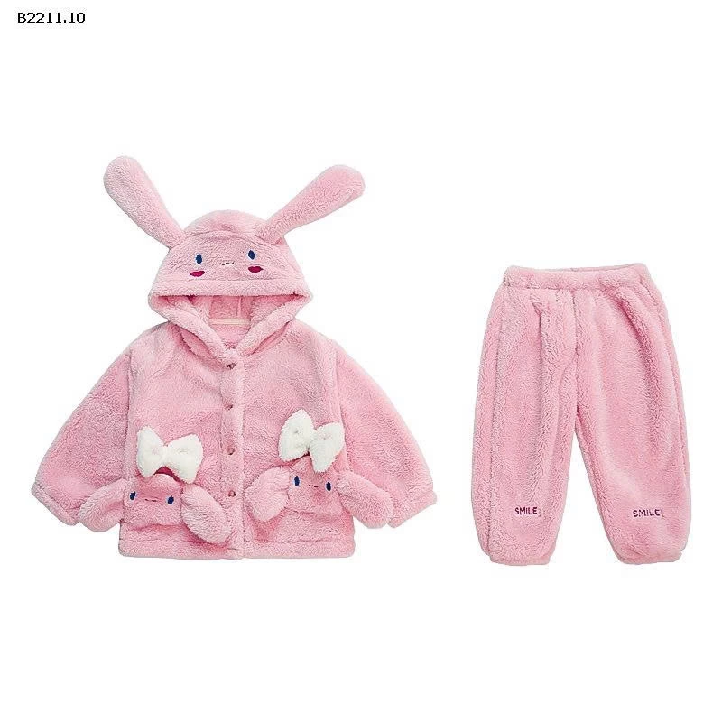 Bộ đồ ngủ bằng vải nỉ san hô cho bé gái thu đông- giá sỉ 253k