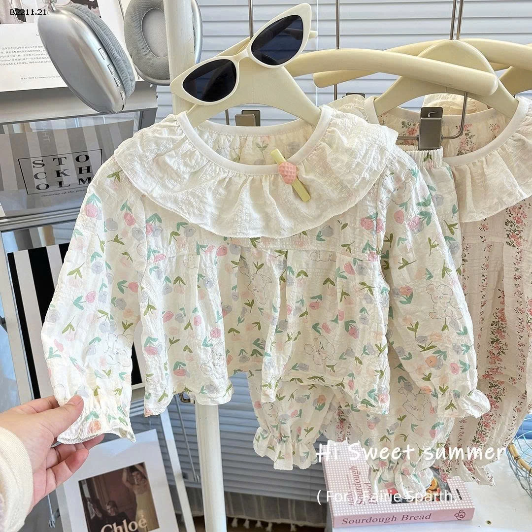 Bộ đồ ngủ bé gái mặc nhà mỏng dài tay -Giá sỉ  Sz 80-110: 76k/b sz 120-150: 88k/b Sz 160-170: 94k/b