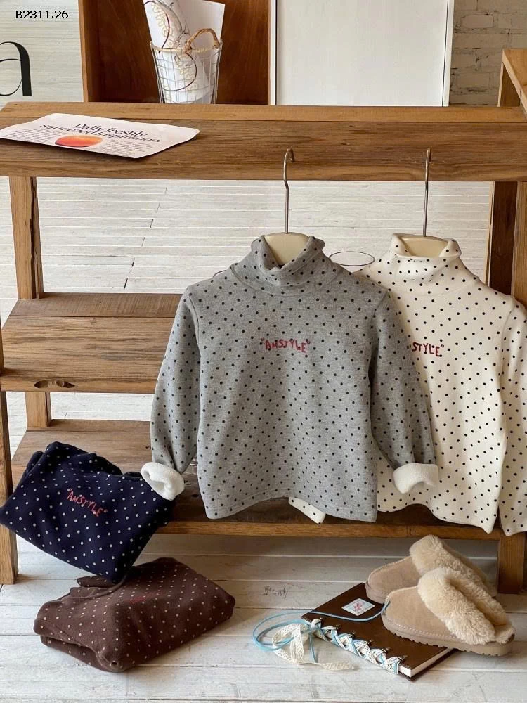 Áo giữ nhiệt cổ lọ chấm bi cao cấp nhà AMBB -Giá sỉ Sz 90-150: 187k Sz 160 : 203k Sz 170  : 219k