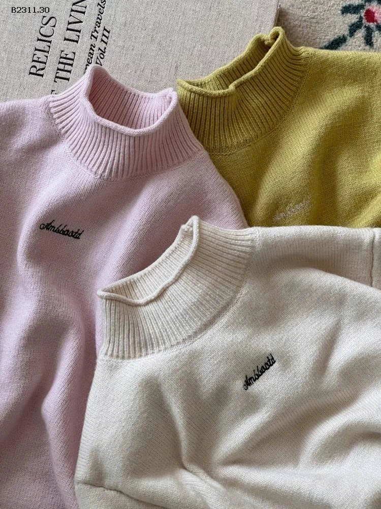 Áo len cổ lọ cuộn lót lông cừu nhà AMBB     -Giá sỉ Sz 90-150: 207k Sz 160 : 227k