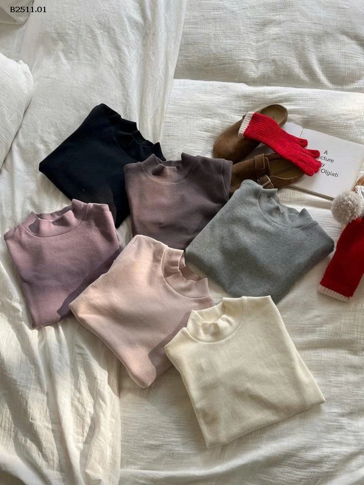 Áo thun cổ giữa bằng len co giãn ấm áp, phong cách Hàn Quốc NHÀ AMBB-Giá sỉ  sz 90-150: 89k  sz 160: 99k  sz 170 : 110k