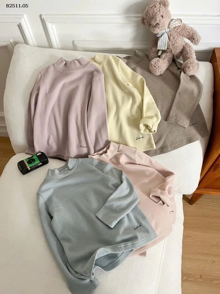 Áo sơ mi cổ cao dáng rộng, chất liệu vải cashmere mousse mềm mại NHÀ AMBB - Giá sỉ  sz 90-150: 119k  sz 160: 128k  sz 170 : 140k