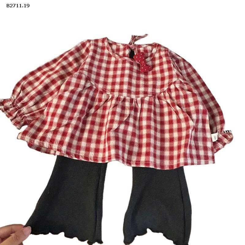 SET ÁO KẺ CARO MIX QUẦN ỒNG LOE BG- sỉ 260k