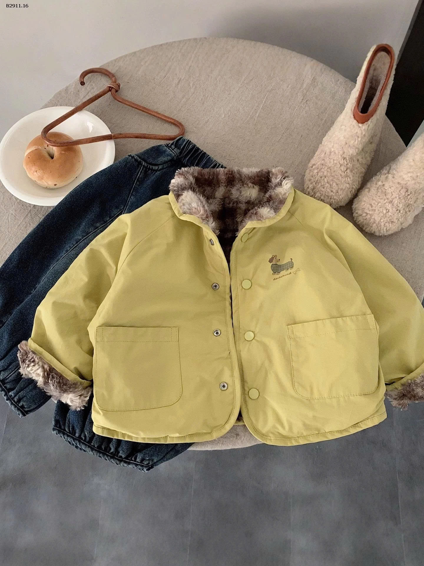 ÁO KHOÁC 2 MẶT LÔNG CARO NÂU - si 273k