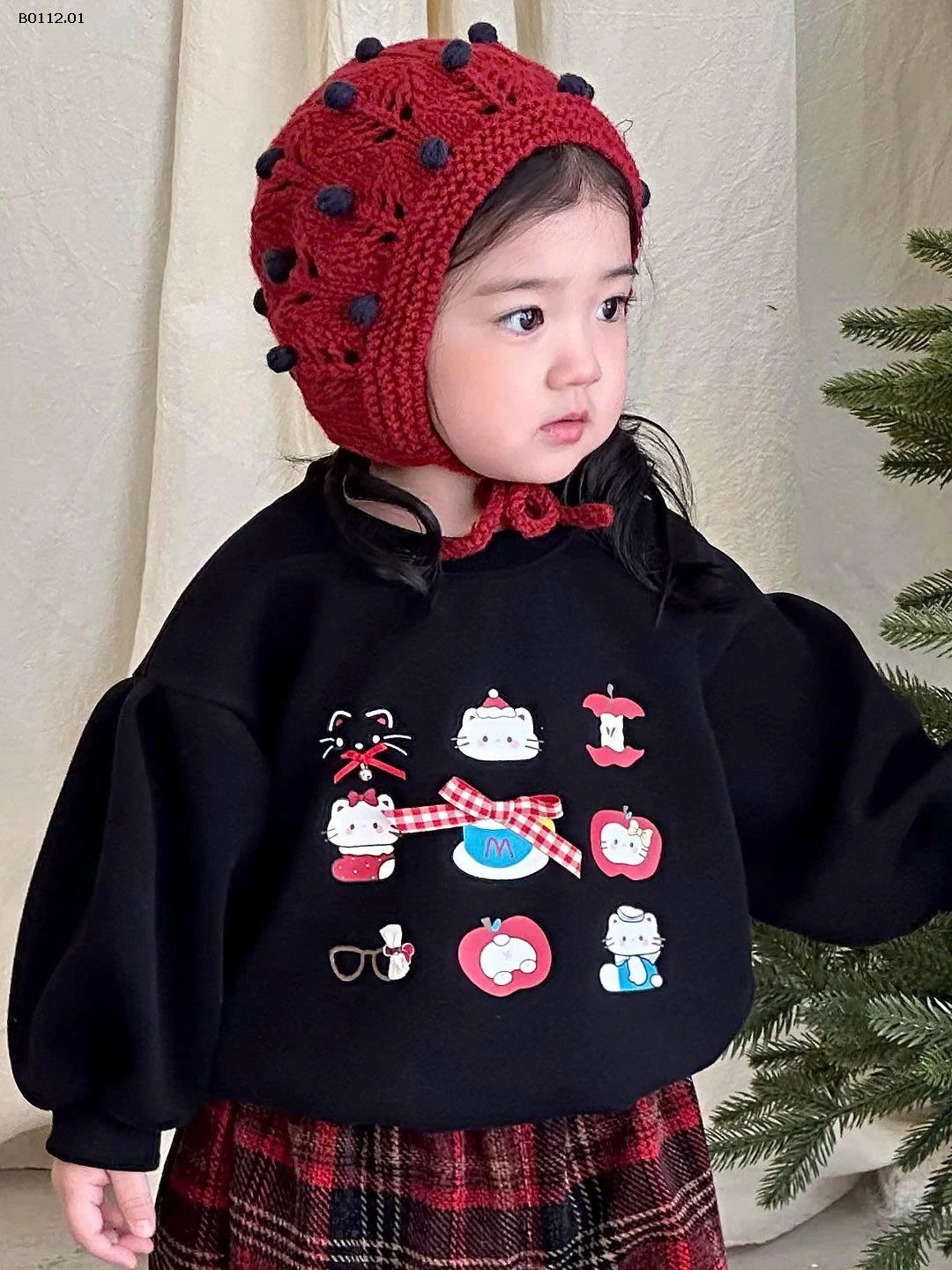 SET ÁO NỈ KITTY MIX QUẦN KẺ CARO BG-sỉ Áo : 208k           Quần : 189k