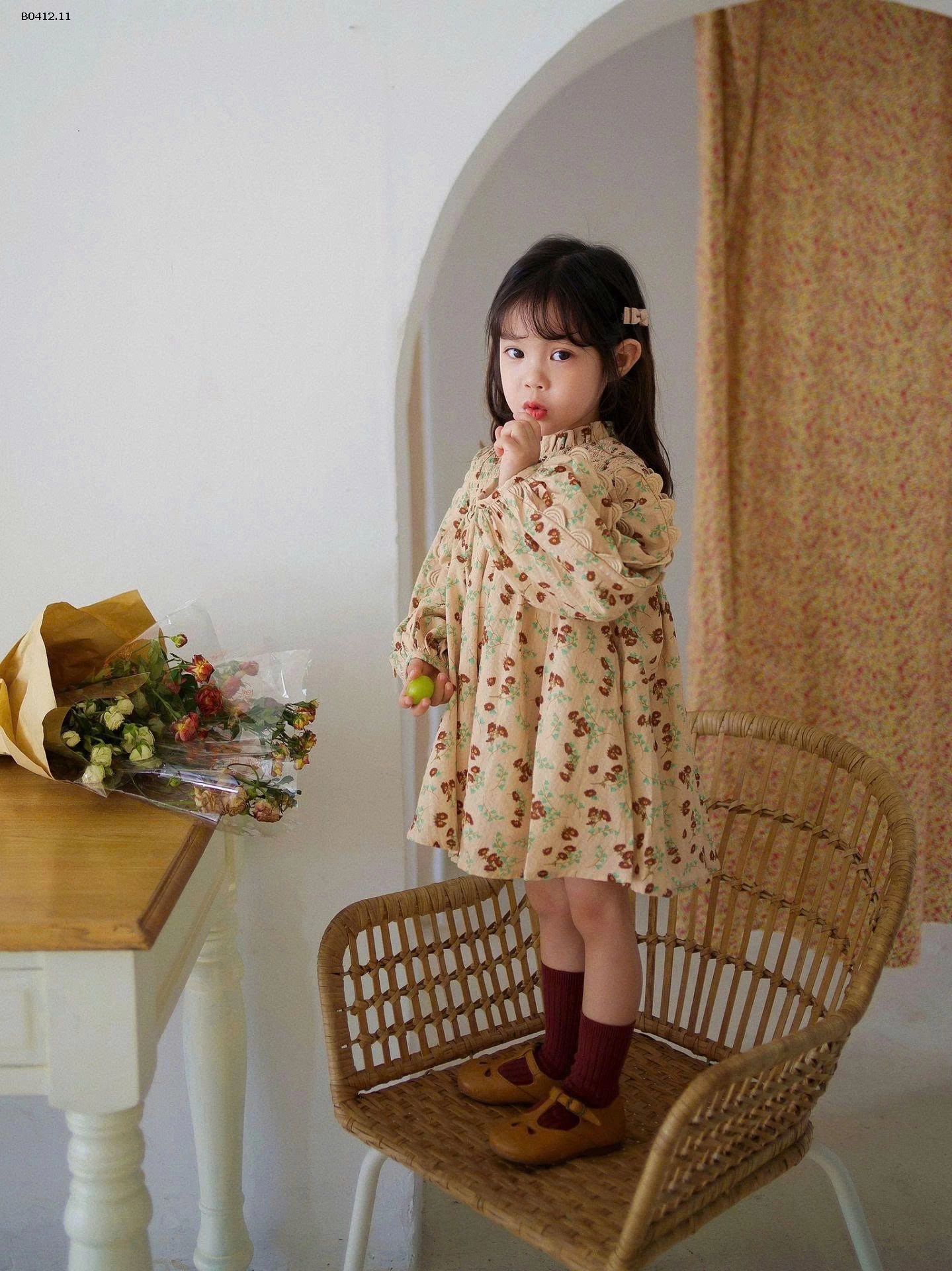 Váy dài tay hoa nhí chun ngực nhà Premium-sỉ 158k