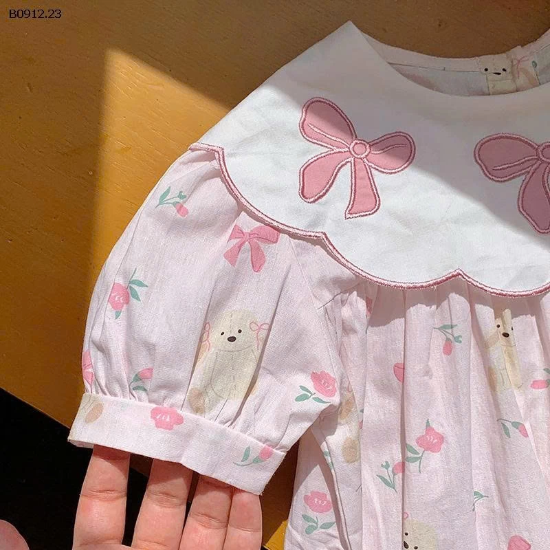 VÁY HOA CỔ THÊU NƠ-sỉ 177k