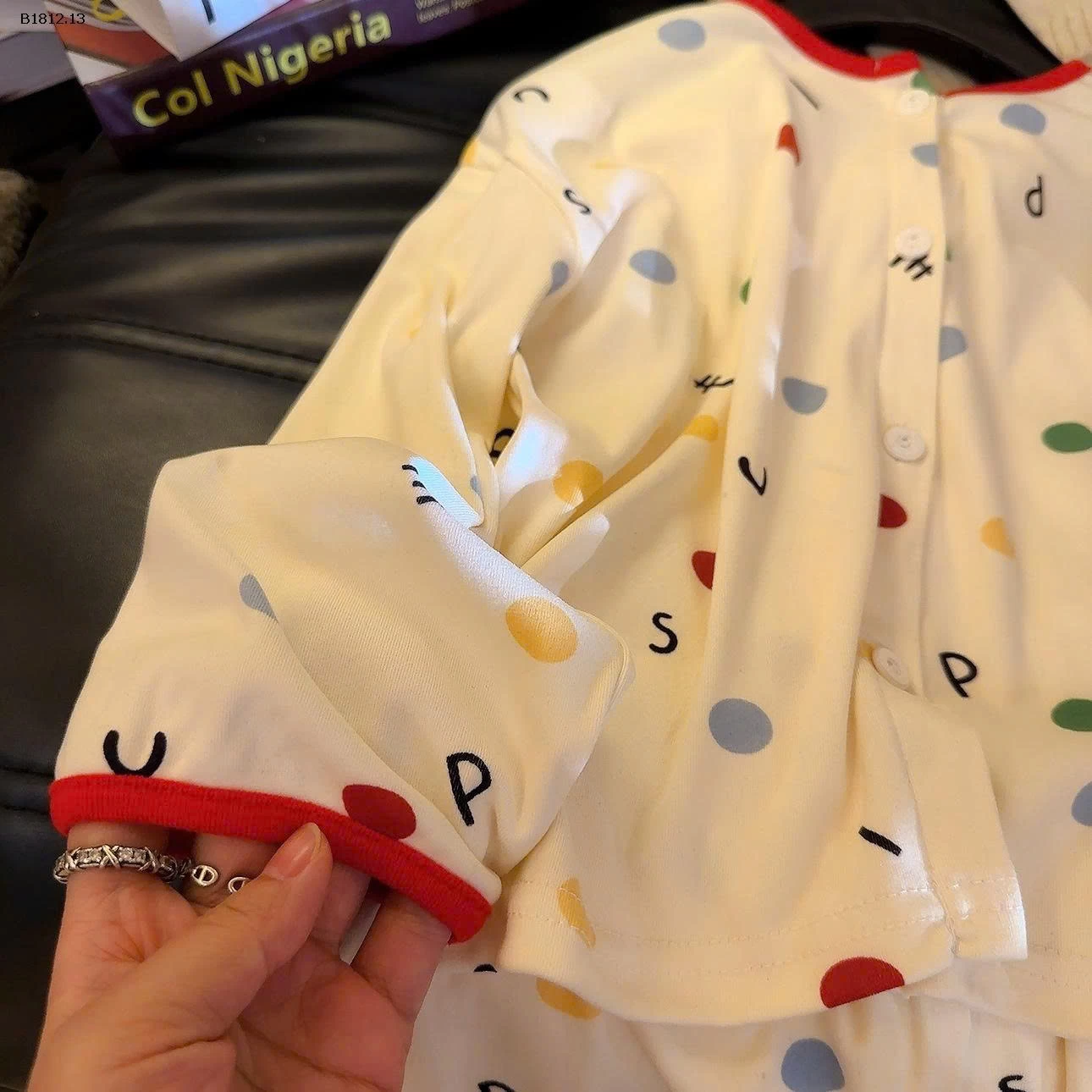 Bộ đồ ngủ thu đông dài tay viền đỏ cho bg- Giá sỉ 80-110  84k/1b 120-150  99k/1b