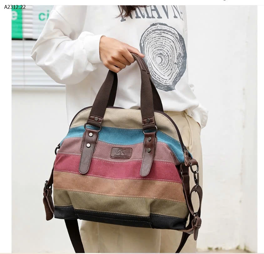 TÚI XÁCH VẢI KẺ SỌC CỠ LỚN - sỉ 223k