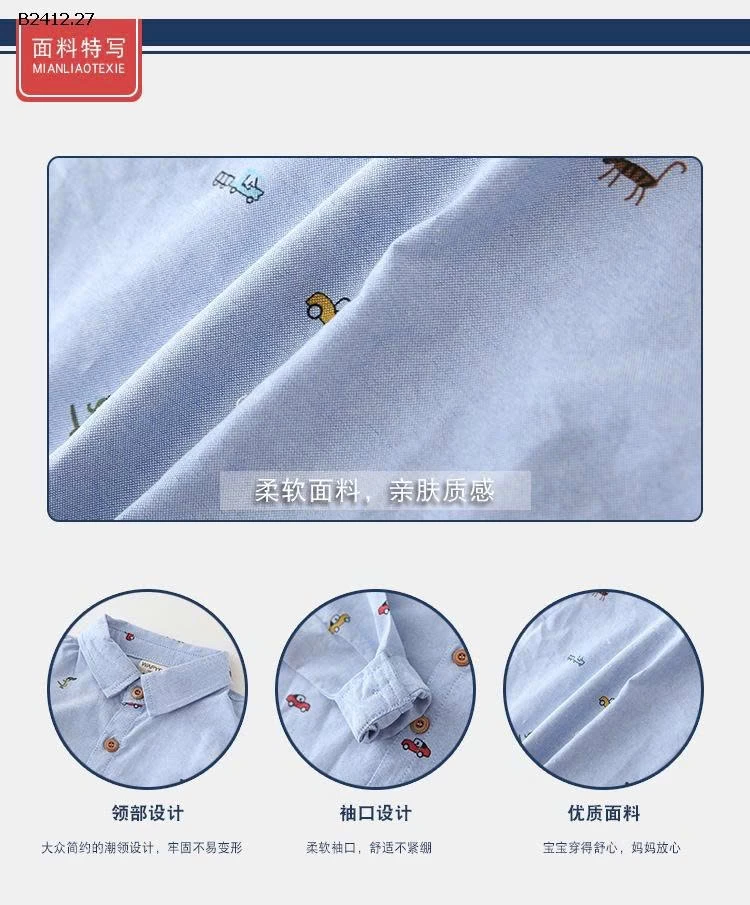 Áo sơ mi dài tay cho bé trai  WAPYPY-Giá sỉ 130k