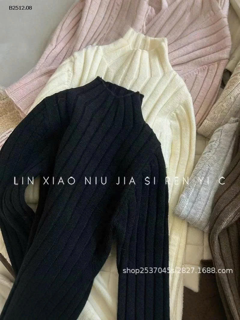 ÁO LEN CỔ CAO PHỐI GÂN MÀU TRƠN CHO BÉ -Giá sỉ 148k