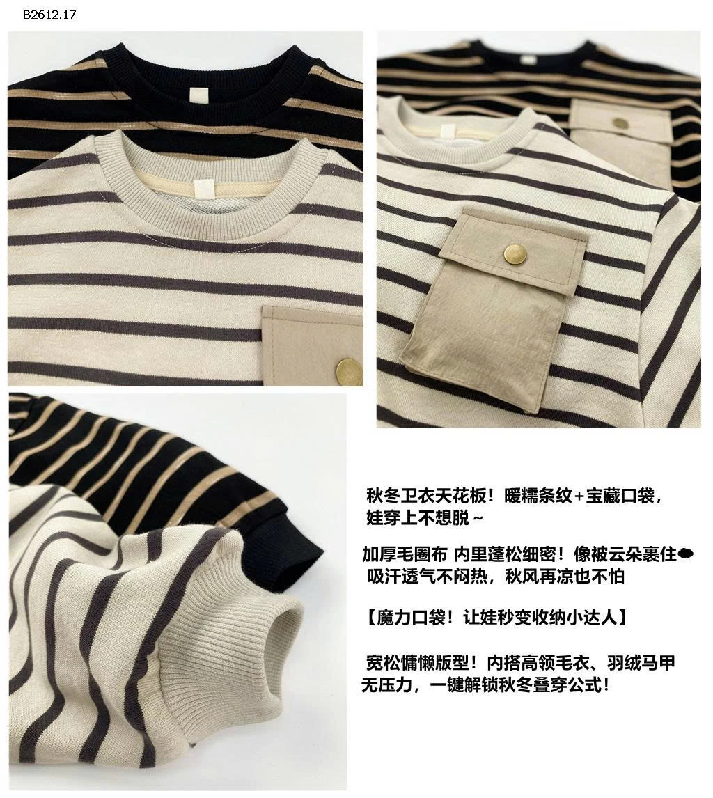 Áo nỉ kẻ sọc kiểu Nhật Bản  cho trẻ em-Giá sỉ 180k