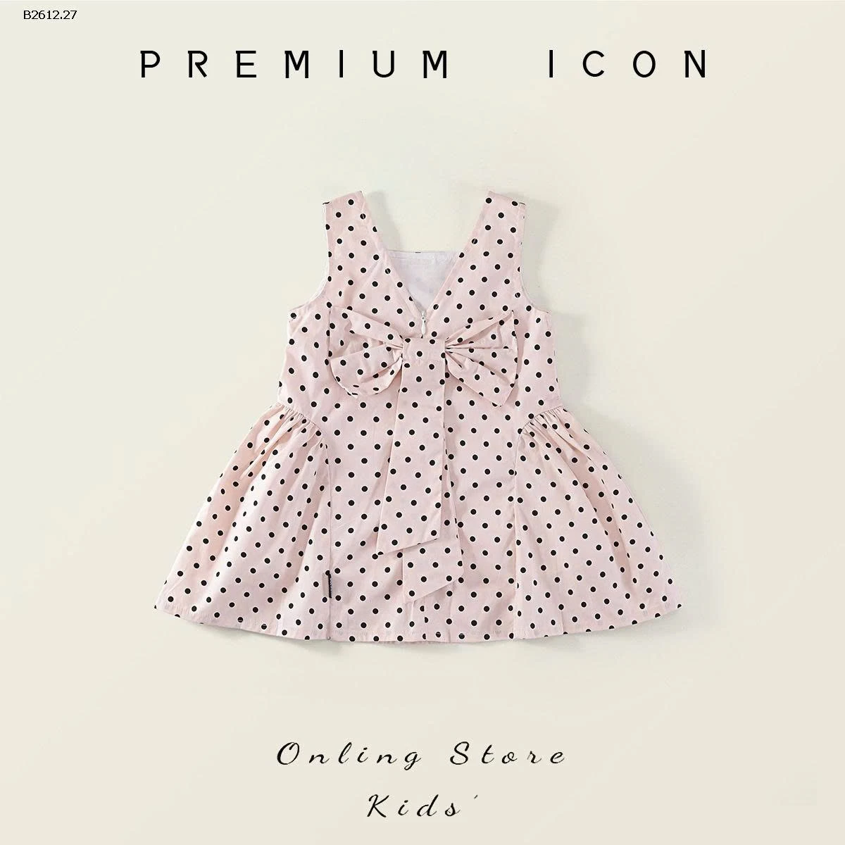 Đầm không tay đầm chấm bi nơ cho bé gái nhà PREMIUM ICON-Giá sỉ 147k