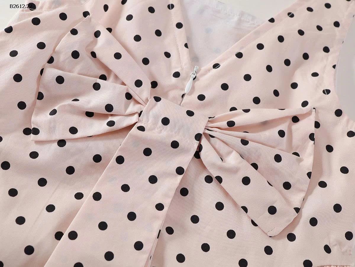 Đầm không tay đầm chấm bi nơ cho bé gái nhà PREMIUM ICON-Giá sỉ 147k