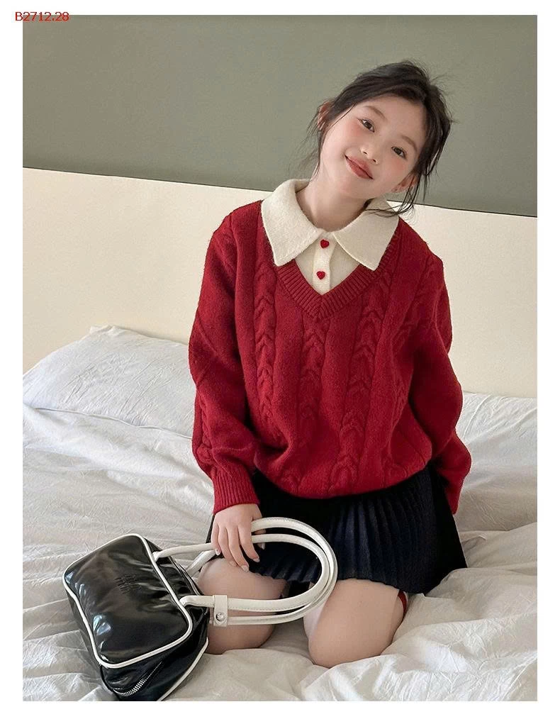 Chiếc áo len đỏ phối cổ sơ mi xinh xỉu - sỉ 230k