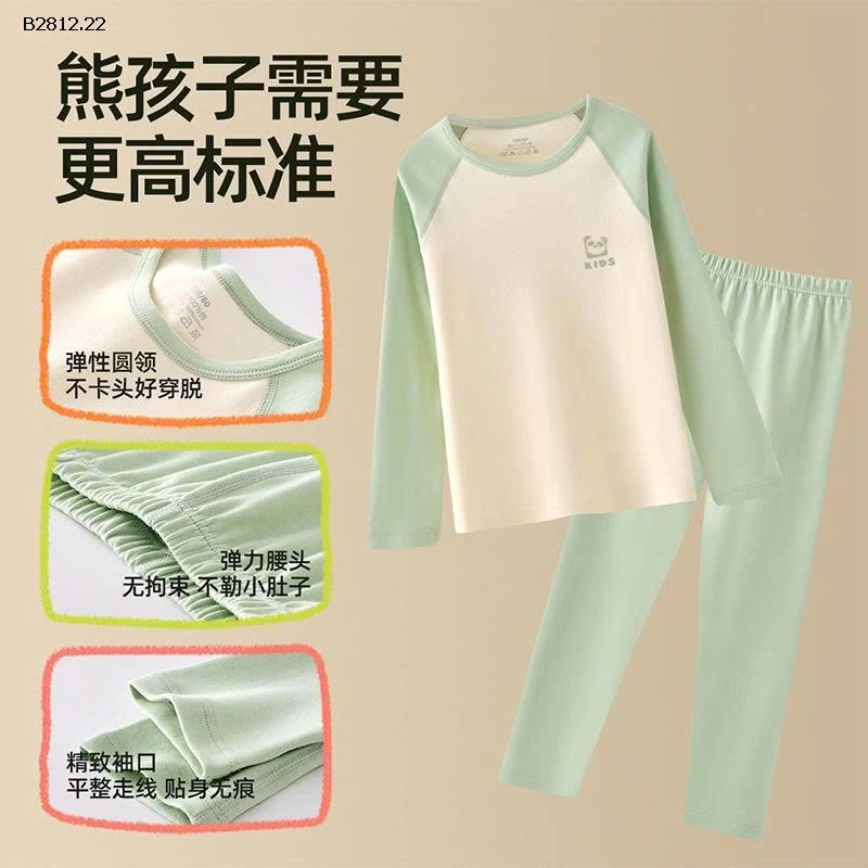 Bộ đồ thu đông giữ nhiệt cho bé 100% cotton, loại A- sỉ giá 194k