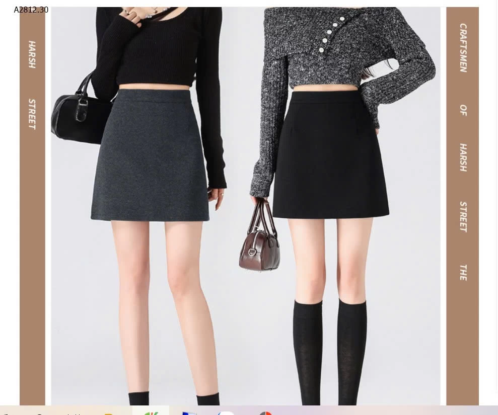 Chân váy ngắn dáng chữ A cạp cao  bằng len dành cho nữ  Giá sỉ 119k