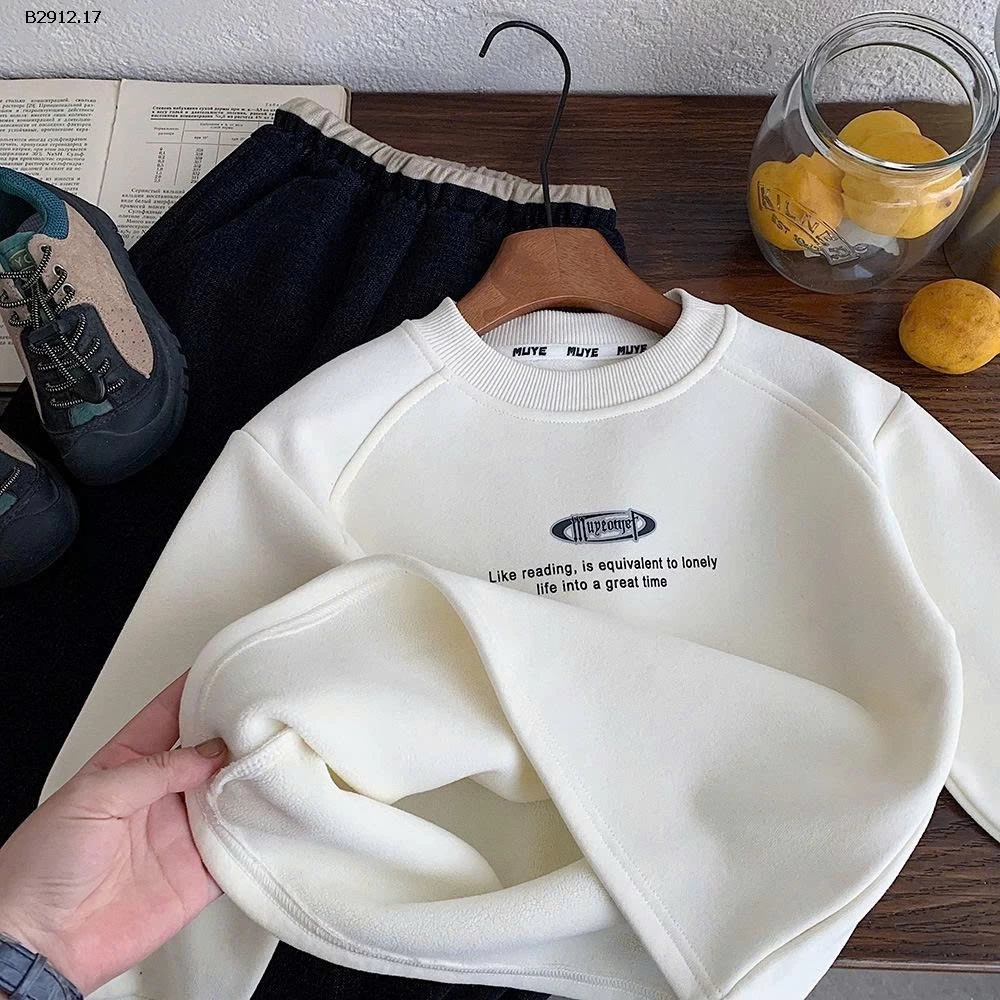 Áo nỉ lót lông cừu Muye cho trẻ em-Giá sỉ 143k