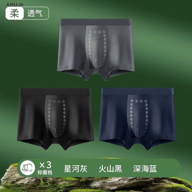 QUẦN BOXER NAM KHÁNG KHUẨN THOÁNG KHÍ - Giá sỉ 107k/ set 3c mix màu