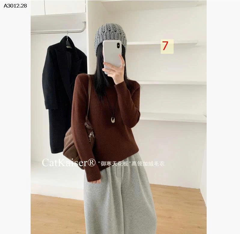 ÁO LEN CỔ CAO LÓT LÔNG CỪU CATKAISER - sỉ 178k