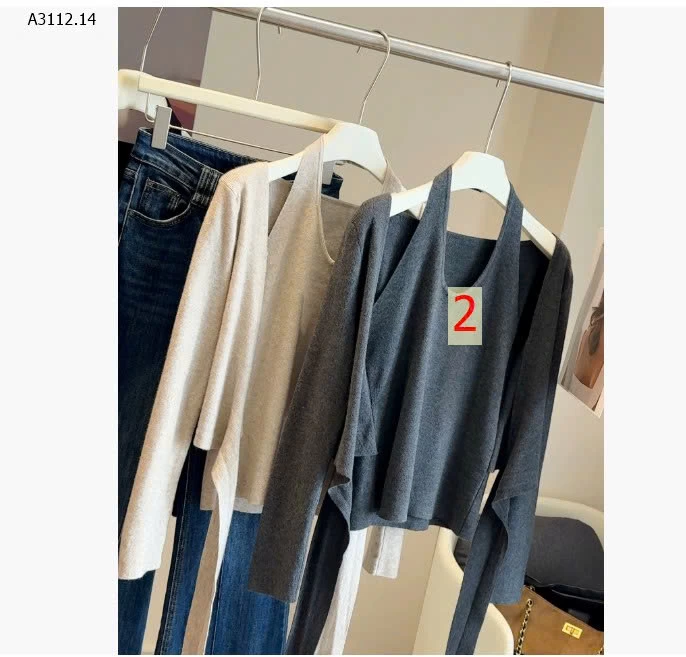 ÁO LEN CỔ YẾM HAI MẢNH PHỐI BUỘC EO ANNA - sỉ 190k