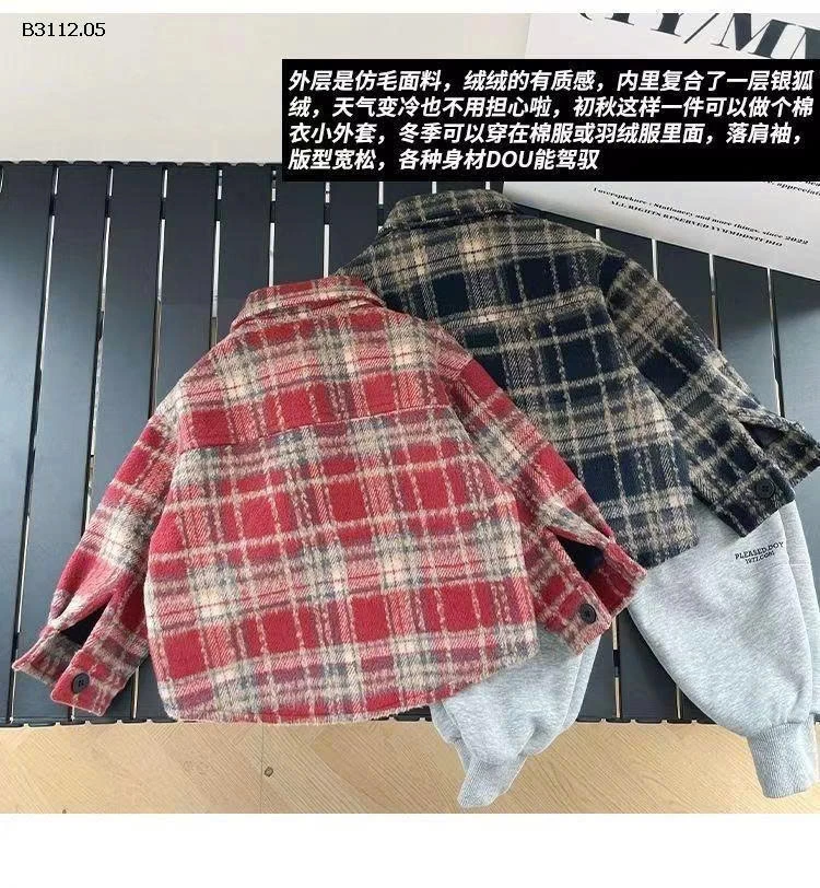 ÁO SƠ MI NỈ DẠ LÓT LÔNG BT-Giá sỉ  sz 80-110  : 125k sz 120-160 :   145k