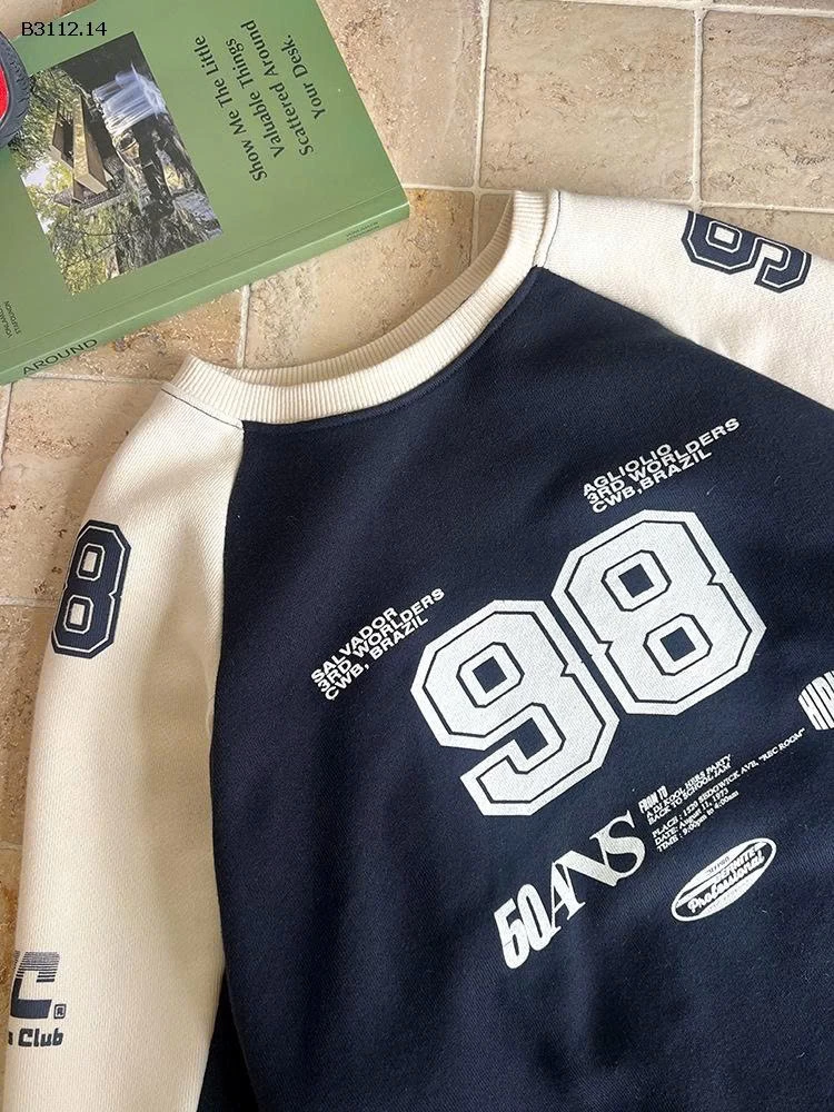 Áo thun nỉ  tay raglan cổ tròn phối màu cá tính  Elmo Baby Kids AMBB4-Giá sỉ  sz 90-150 : 160k Sz 160 : 173k Sz 170 : 188k