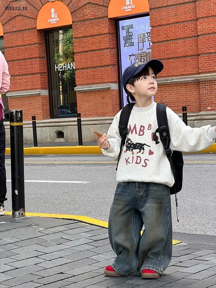 Quần denim chéo cao cấp + lớp lót lông cừu dày dặn Elmo Baby Kids AMBB-Giá sỉ  sz 90-150 :  285k Sz 160 : 303k