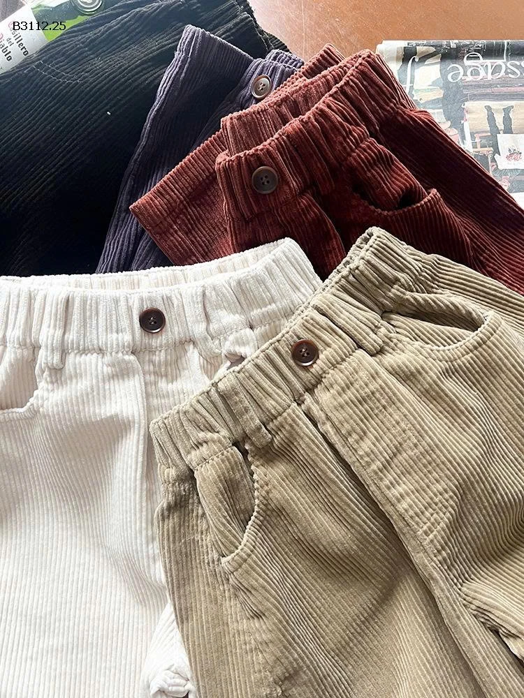 Quần dài vải nhung kẻ thoải mái bằng chất liệu cotton 100%  nhà  Elmo Baby Kids AMBB-Giá sỉ  sz 90-150 : 205k Sz 160 : 220k Sz 170 : 238k