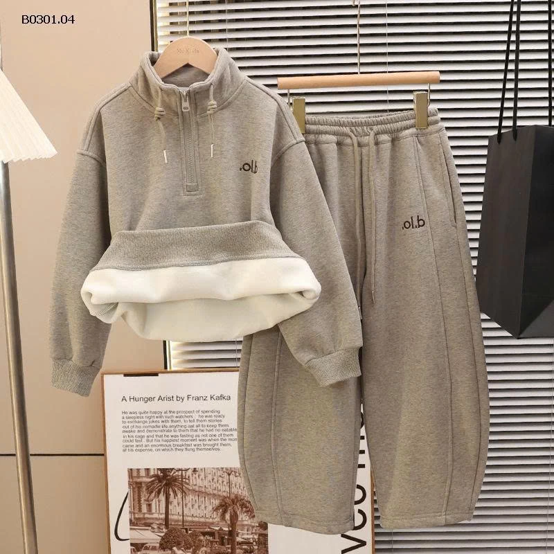 Bộ áo nỉ lót lông cừu kiểu mới cho bé -Giá sỉ  sz 120-170: 415k Sz 180 : 435k