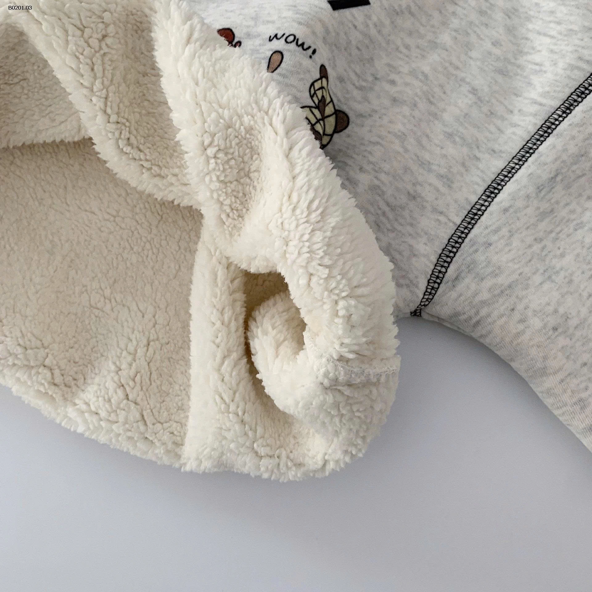 Áo nỉ lót lông cừu cho trẻ em Maibao-Giá sỉ 182k