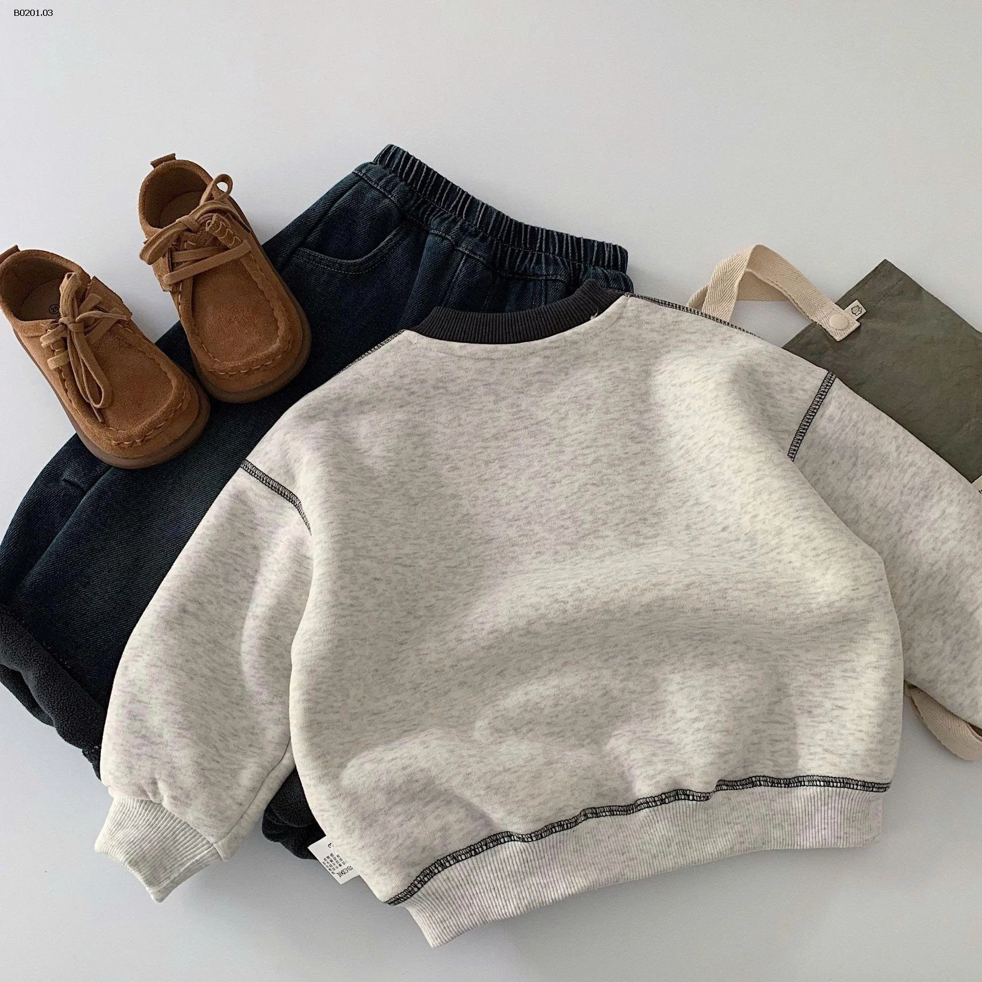 Áo nỉ lót lông cừu cho trẻ em Maibao-Giá sỉ 182k